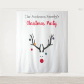 クリスマスパーティーのトナカイ 白 ミニマリスト ユーモア タペストリー (正面)