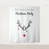クリスマスパーティーのトナカイ 白 ミニマル ユーモア タペストリー (正面)