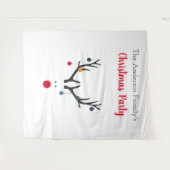 クリスマスパーティーのトナカイ　白　ミニマル　ユーモア タペストリー (正面(横))