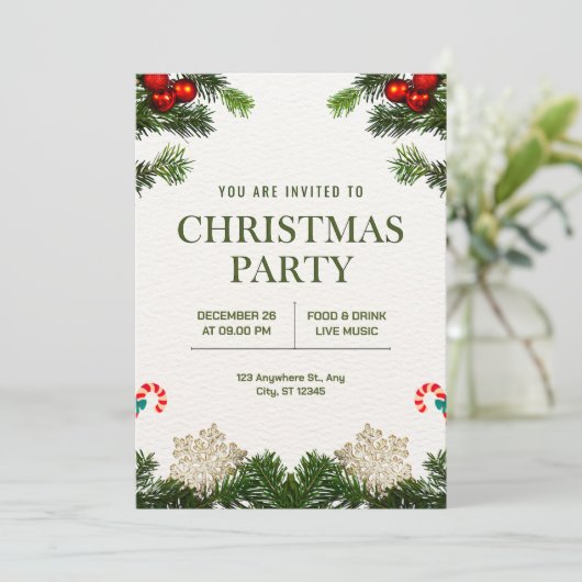 クリスマスパーティーのパーソナライズ 招待状 (スタンド正面)