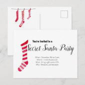 クリスマスパーティーのプレゼント交換のお誘い インビテーションポストカード (正面/裏面)
