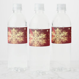 クリスマスパーティーのプレゼント 赤と金の雪の結晶 ホリデー ペットボトルラベル