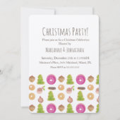 クリスマスパーティーのホリデーケーキ 手描き水彩 招待状 (正面)