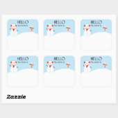 クリスマスパーティーのホリデー名札 スノーマン スクエアシール (シート)