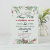 クリスマスパーティーのホーリー(西洋ヒイラギ)モチーフのボーダー 招待状 (スタンド正面)