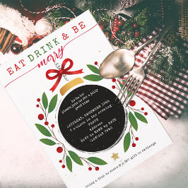 クリスマスパーティーのポトラック Eat Drink and Be Merry 招待状