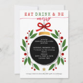 クリスマスパーティーのポトラック Eat Drink and Be Merry 招待状 (正面)