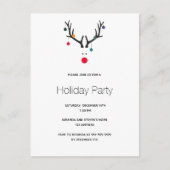 クリスマスパーティーの休日のトナカイの招待 ポストカード (正面)