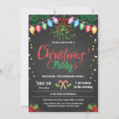 クリスマスパーティーの休日のパーティーchalkboard mistletoe 招待状 (正面)