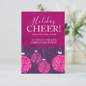 クリスマスパーティーの休暇 ピンクの飾り付きの招待状 招待状 (スタンド正面)