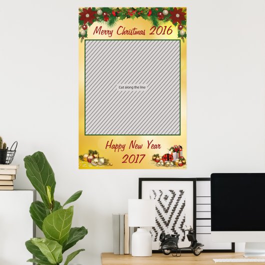 クリスマスパーティーの写真撮影用フレームプロップ ポスター (ホームオフィス)