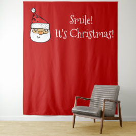 クリスマスパーティーの写真撮影用背景 楽しいサンタの笑顔 タペストリー