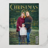 クリスマスパーティーの写真雑誌の表紙 箔シーズンカード (正面)