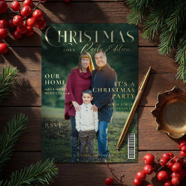 クリスマスパーティーの写真雑誌の表紙 箔シーズンカード