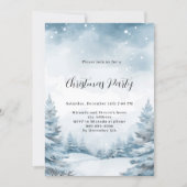 クリスマスパーティーの冬の森の雪景色 招待状 (正面)