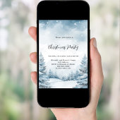 クリスマスパーティーの冬の森の雪景色 招待状