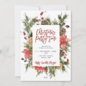 クリスマスパーティーの冬の葉の招待状 招待状 (正面)