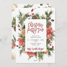 クリスマスパーティーの冬の葉の招待状 招待状