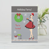 クリスマスパーティーの女の子の招待状 招待状 (スタンド正面)