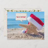 クリスマスパーティーの帽子をかぶったビーチ 案内ポストカード (正面/裏面)