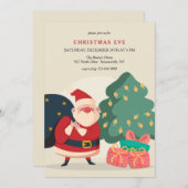 クリスマスパーティーの手描き招待状 招待状 (正面/裏面)