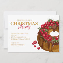 クリスマスパーティーの招待状 クランベリー バントケーキ