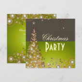 クリスマスパーティーの招待状、シャンパンの泡 招待状 (正面/裏面)