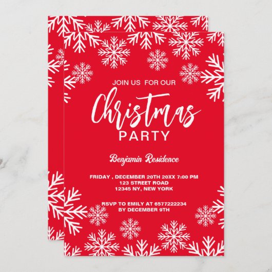 クリスマスパーティーの招待状 シーズンカード (正面/裏面)