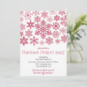 クリスマスパーティーの招待状 スノーフレーク 赤 招待状 (スタンド正面)