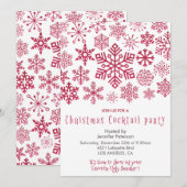 クリスマスパーティーの招待状 スノーフレーク 赤 招待状 (正面/裏面)