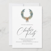 クリスマスパーティーの招待状（フェスティブなリース付き） シーズンカード (正面)