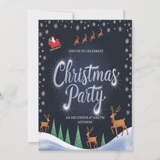 クリスマスパーティーの招待状（フェスティブサンタ） シーズンカード (正面)