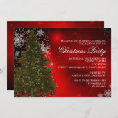 クリスマスパーティーの招待状 フェスティブスパークル クリスマスツリー 招待状 (正面/裏面)