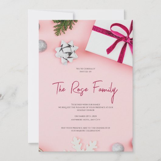 クリスマスパーティーの招待状, ホリデーグリーティングカード 招待状 (正面)