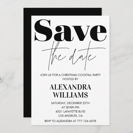 クリスマスパーティーの招待状 保存日付 招待状 (正面/裏面)