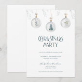 クリスマスパーティーの招待状 - 冬の装飾 招待状 (正面/裏面)