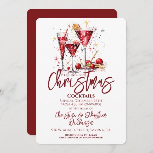 クリスマスパーティーの招待状 招待状 (正面/裏面)