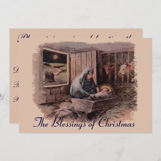 クリスマスパーティーの招待状 神の祝福 招待状 (正面/裏面)