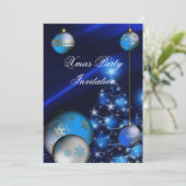 クリスマスパーティーの招待状  青い玉のクリスマス 招待状 (スタンド正面)