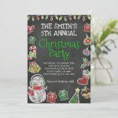 クリスマスパーティーの招待状、黒板 招待状 (スタンド正面)