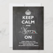 クリスマスパーティーの招待状 Keep Calm Merry On 黒板風デザイン 招待状 (正面)