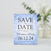 クリスマスパーティーの日付を冬の青で保存 案内ポストカード (スタンド正面)