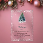 クリスマスパーティーの木の雪の手が霜で描かれた アクリル招待状