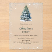 クリスマスパーティーの木の雪の手が霜で描かれた アクリル招待状 (正面)