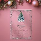 クリスマスパーティーの木の雪の緑の手が霜で引いた アクリル招待状