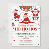 クリスマスパーティーの楽しいサンタクロース 招待状 (正面)