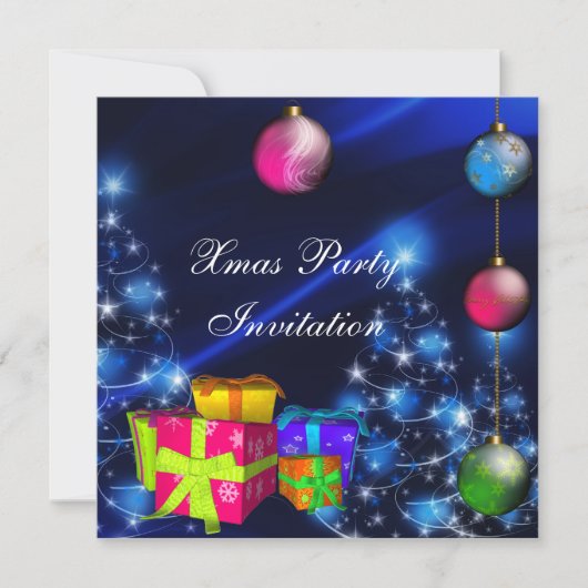 クリスマスパーティーの箱への招待 招待状 (正面)