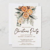 クリスマスパーティーの素朴なドライオレンジ植物学 招待状 (正面)