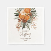 クリスマスパーティーの素朴な柑橘系の植物印刷 スタンダードカクテルナプキン (正面)