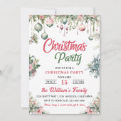 クリスマスパーティーの花のあるクリスマス 招待状 (正面)